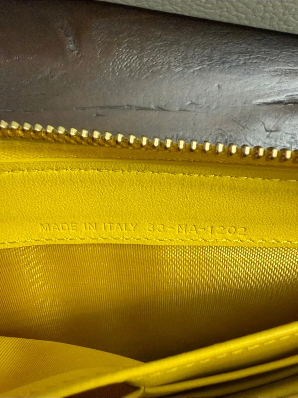 Dior Yellow Quilted Zip Wallet with Gold Hardware